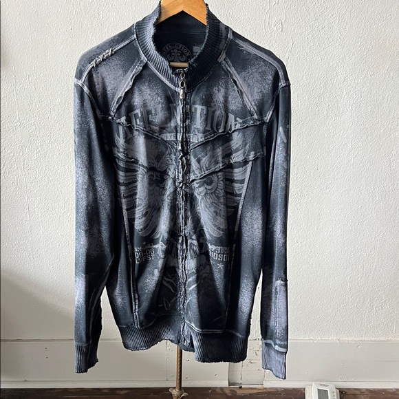 Affliction Light Zip Up Sweatshirt Jacket Mens XL - Picture 1 of 4